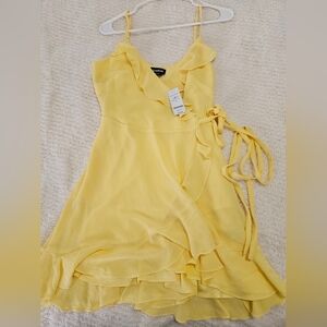 Yellow Ruffle Wrap Dress
